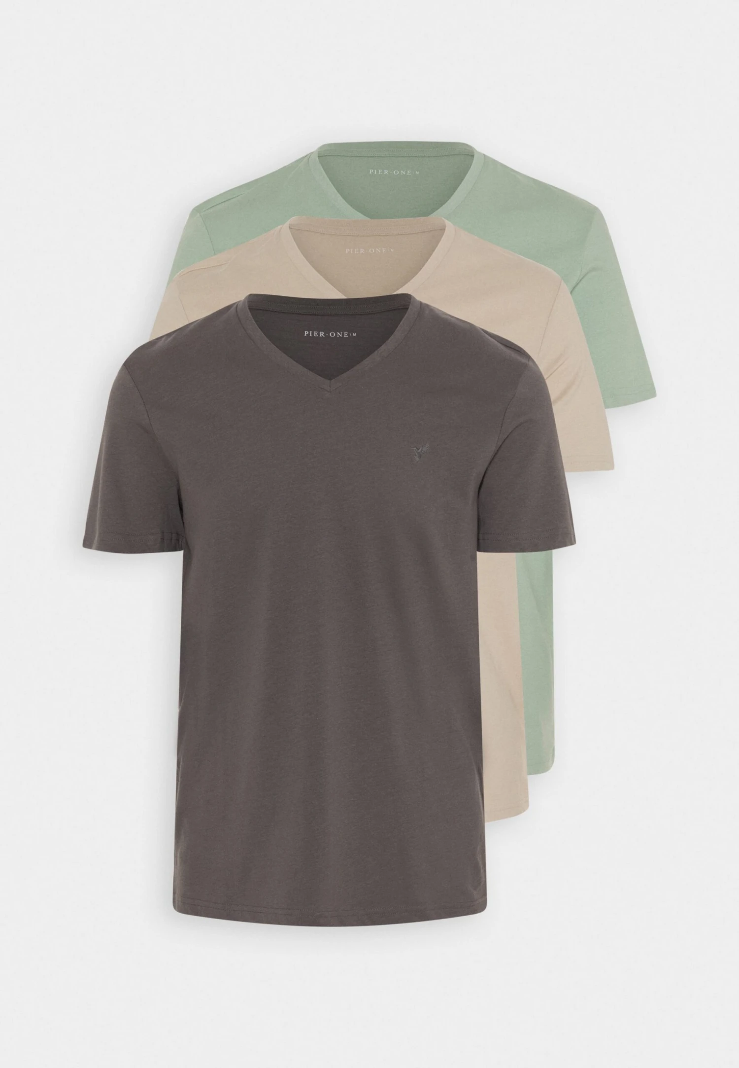Pier One V Neck Bird Tonal 3 Pack - T-Shirt Basic - Mint/Off-Whit/Blue Grey 8 Pier One V Neck Bird Tonal 3 Pack - T-Shirt Basic - Mint/Off-Whit/Blue Grey - Afbeelding 6