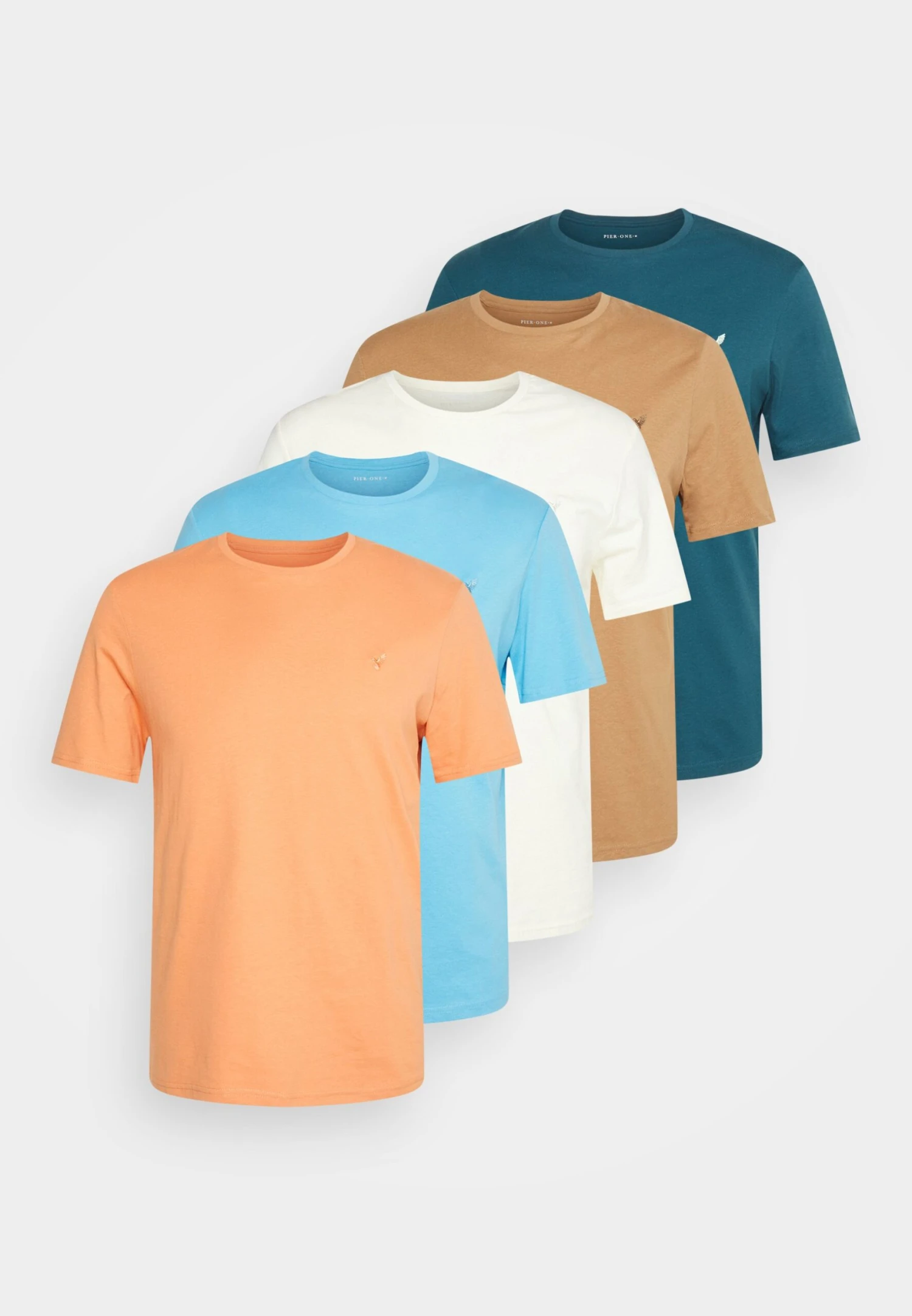 Pier One Unisex 5 Pack - T-Shirt Basic - Off-White/Tan/Orange 8 Pier One Unisex 5 Pack - T-Shirt Basic - Off-White/Tan/Orange - Afbeelding 6